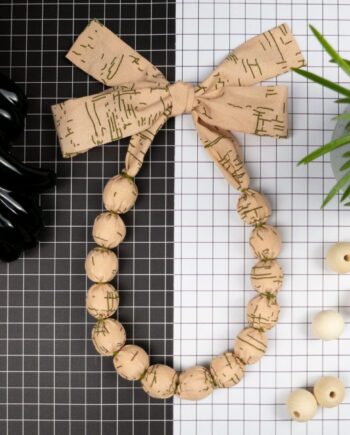Chunky, Fabric Covered, Bead Necklace 'Silver Birch'