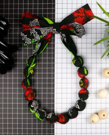 Chunky, Fabric Covered, Bead Necklace 'Poppies'