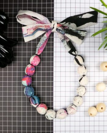 Chunky, Fabric Covered, Bead Necklace 'Dune grasses'