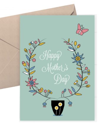 Mother's Day Card - Floral card with a green background