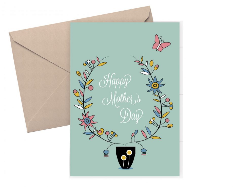 Mother's Day Card - Floral card with a green background