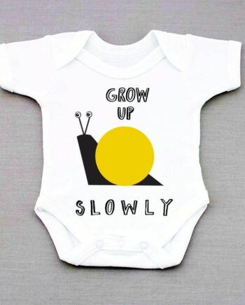 Grow Up Slowly Babygrow - snail - yellow