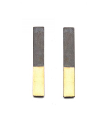 Oxidised silver & gold long rectangle studs