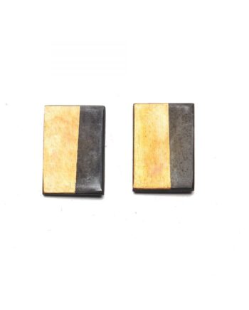 Minimalist silver and gold rectangle studs