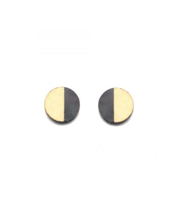 oxidised silver & gold round studs