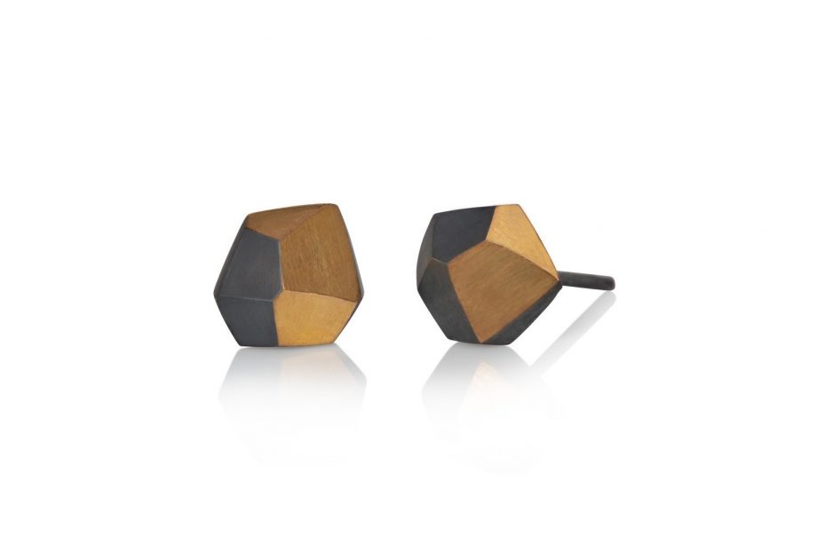 The geometric design looks great with the bold contrast of oxidised silver and gold, perfect for everyday wear.