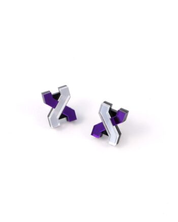 FORM039 Earrings - Silver, Mirror Purple