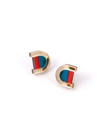 FORM040 Earrings - Gold, Teal, Orange