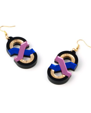 FORM041 Earrings - Babypink, Blue, Gold