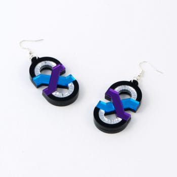 FORM041 Earrings - Mirror Purple Skyblue Silver