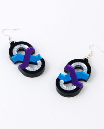 FORM041 Earrings - Mirror Purple Skyblue Silver