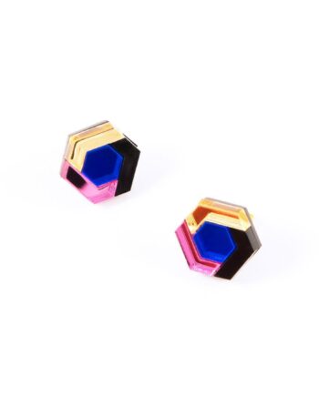 FORM043 Earrings - Babypink, Blue, Gold