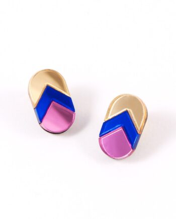 FORM044 Earrings - Gold, Blue, Babypink