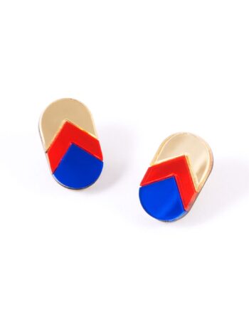 FORM044 Earrings - Gold, Orange, Blue