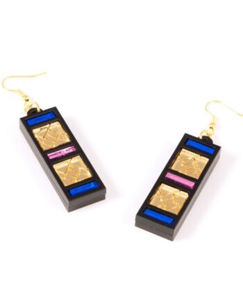 FORM046 Earrings - Gold, Babypink, Blue