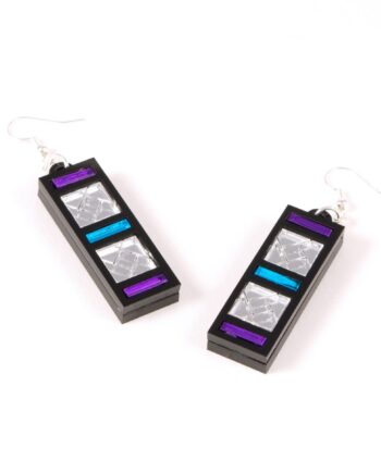 FORM046 Earrings - Silver, Skyblue, Mirror purple