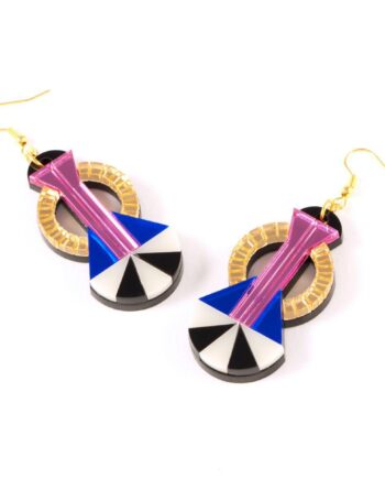 FORM047 Earrings - Gold, Babypink, Blue
