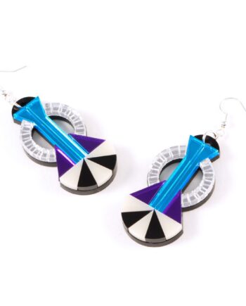 FORM047 Earrings - Silver, Skyblue, Mirror purple