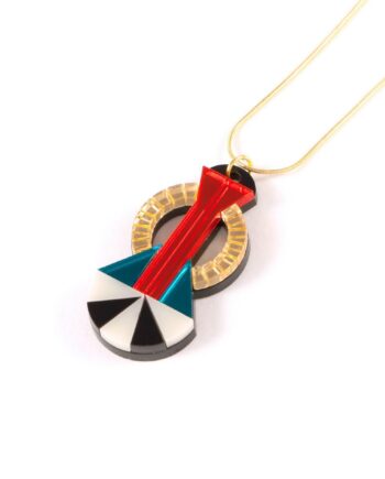 FORM048 Necklace - Gold, Orange, Teal