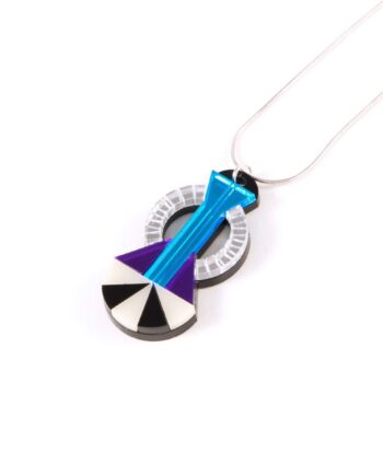 FORM048 Necklace - Silver, Skyblue, Mirror purple