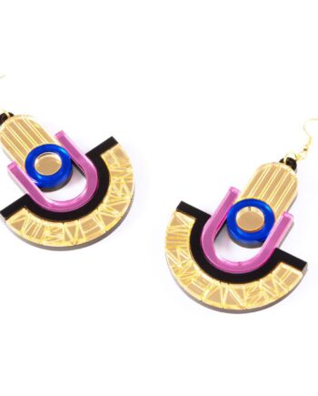 FORM049 Earrings - Gold, Babypink, Blue
