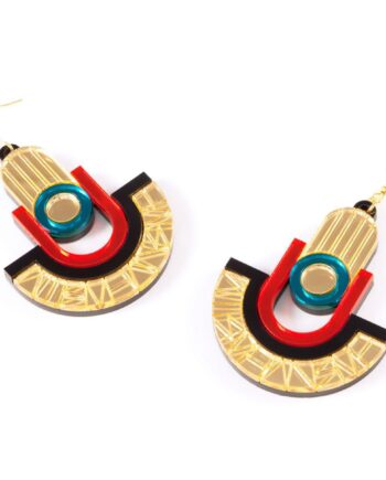 FORM049 Earrings - Gold, Orange, Teal