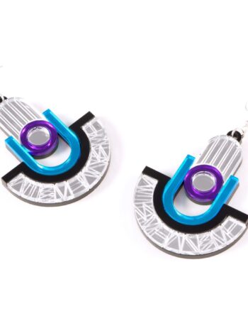 FORM049 Earrings - Silver, Skyblue, Mirror purple