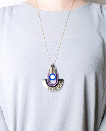 FORM050 Necklace - Silver, Skyblue, Mirror purple