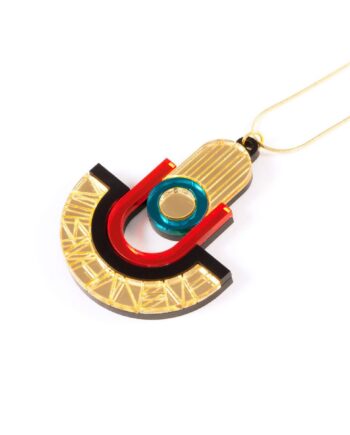 FORM050 Necklace - Gold, Orange, Teal