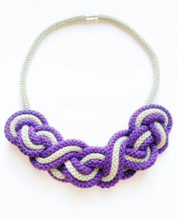 The Jasmine necklace - Purple and mint green statement rope necklace