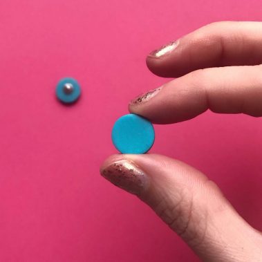 Turquoise circle polymer clay stud earrings