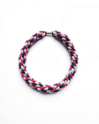 The Emilia Necklace - Red, blue and grey statement necklace