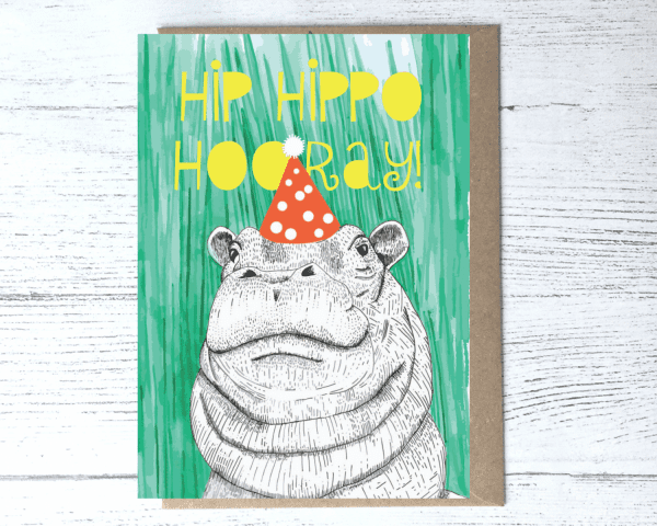 Hip Hippo Hooray Birthday Card