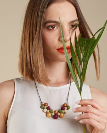 Mustard Burgundy Lint Silicone Necklace