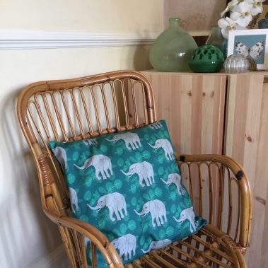Green African Elephant Cushion, 45 x 45cm