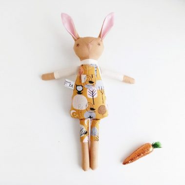 Olivia, Handmade Mini Rabbit Doll in Dungarees