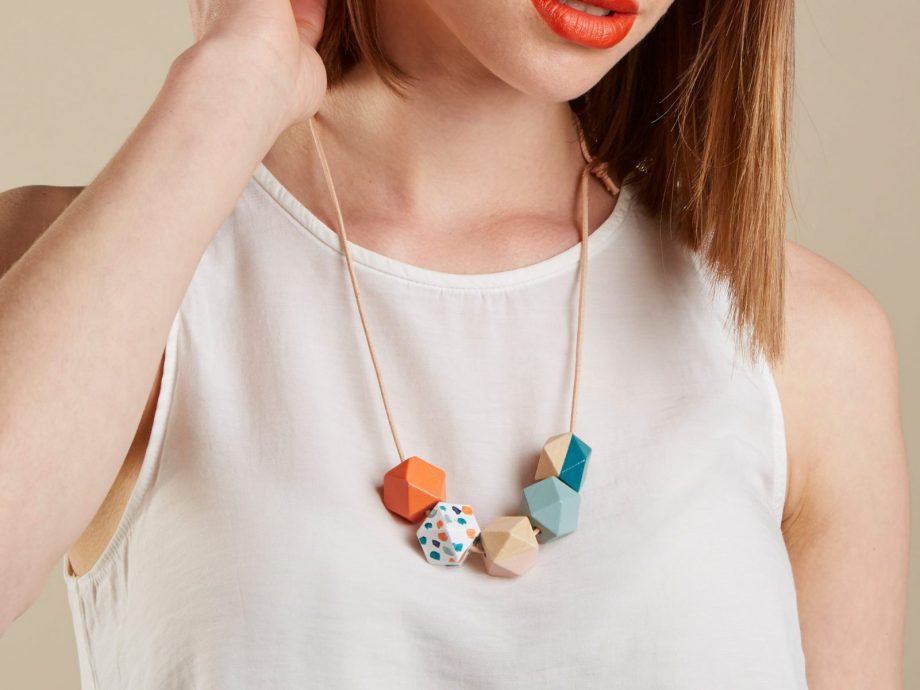 Geometric Necklace - Coral Terrazzo