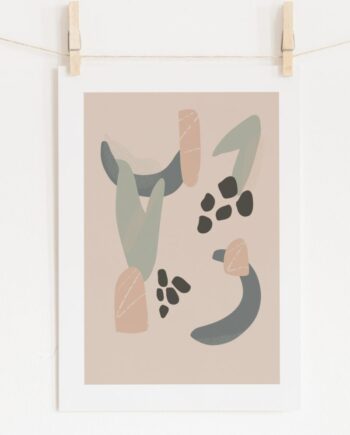 Plant Shapes Abstract Illustration A4 Art Print Wall decor- Border, Unframed
