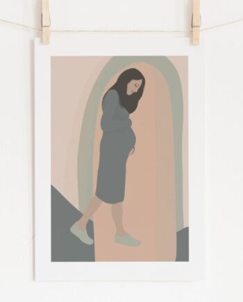 Glowing Mama Abstract Illustration A4 Art Print Wall decor- Border, Unframed