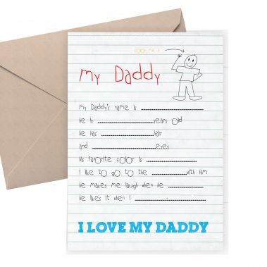 Cute Father's Day card / card from child - child can fill in the blanks