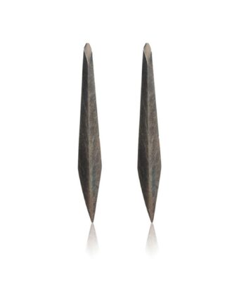 Slim Shard Earrings, Oxidised Silver