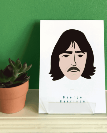 George Harrison Beatles Art print with green background