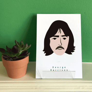 George Harrison Beatles Art print with green background