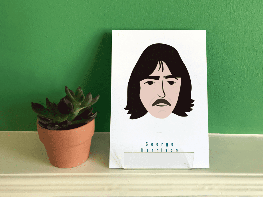 George Harrison Beatles Art print with green background