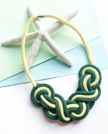 Green and Yellow statement rope necklace, Cotton rope necklace - The Jasmine necklace