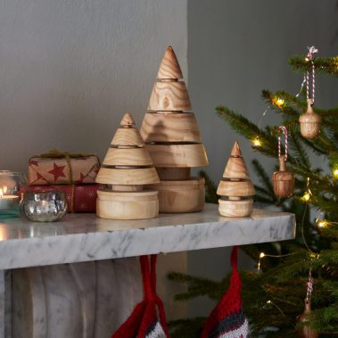 minimalist wooden Christmas trees