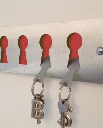 Red Stainless steel keyrack & fobs