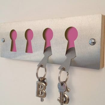 Pink Stainless steel key rack and fobs