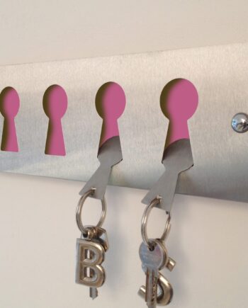 Pink Stainless steel key rack and fobs