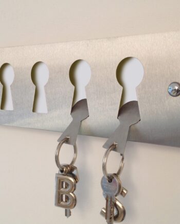 White Stainless steel keyrack & fobs